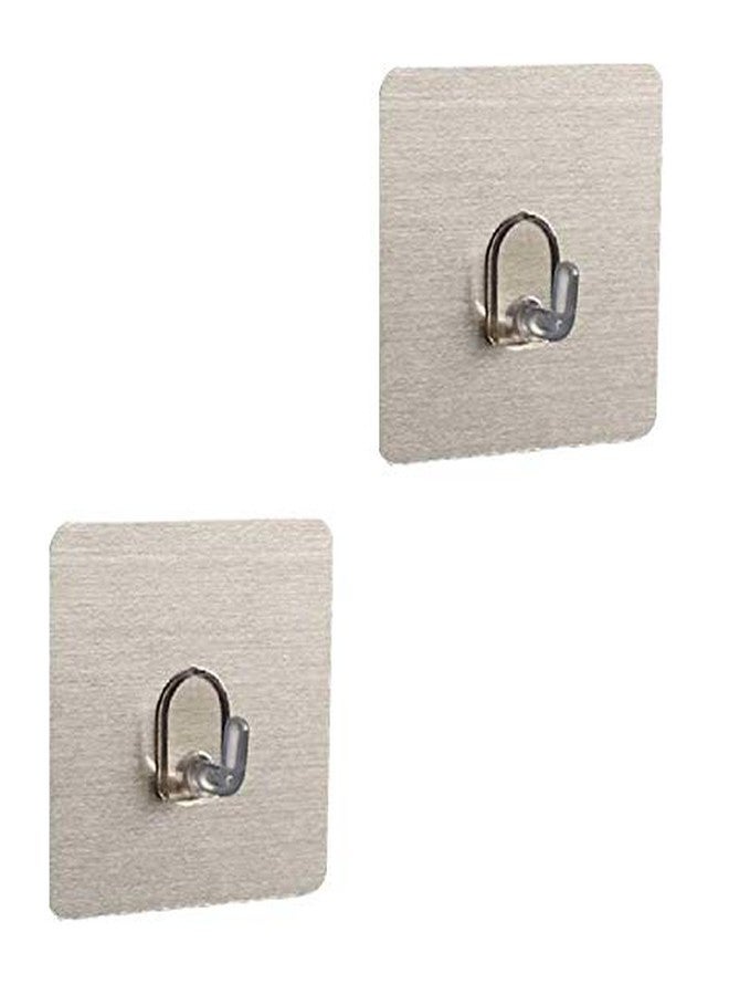 XEREBIAN Magic Plastic Sticker Series Self Adhesive Hooks Silver, Load Bearing Capacity of 3 Kg Each Hook Pack of 2 (Simple Hooks, 2) - Image 1